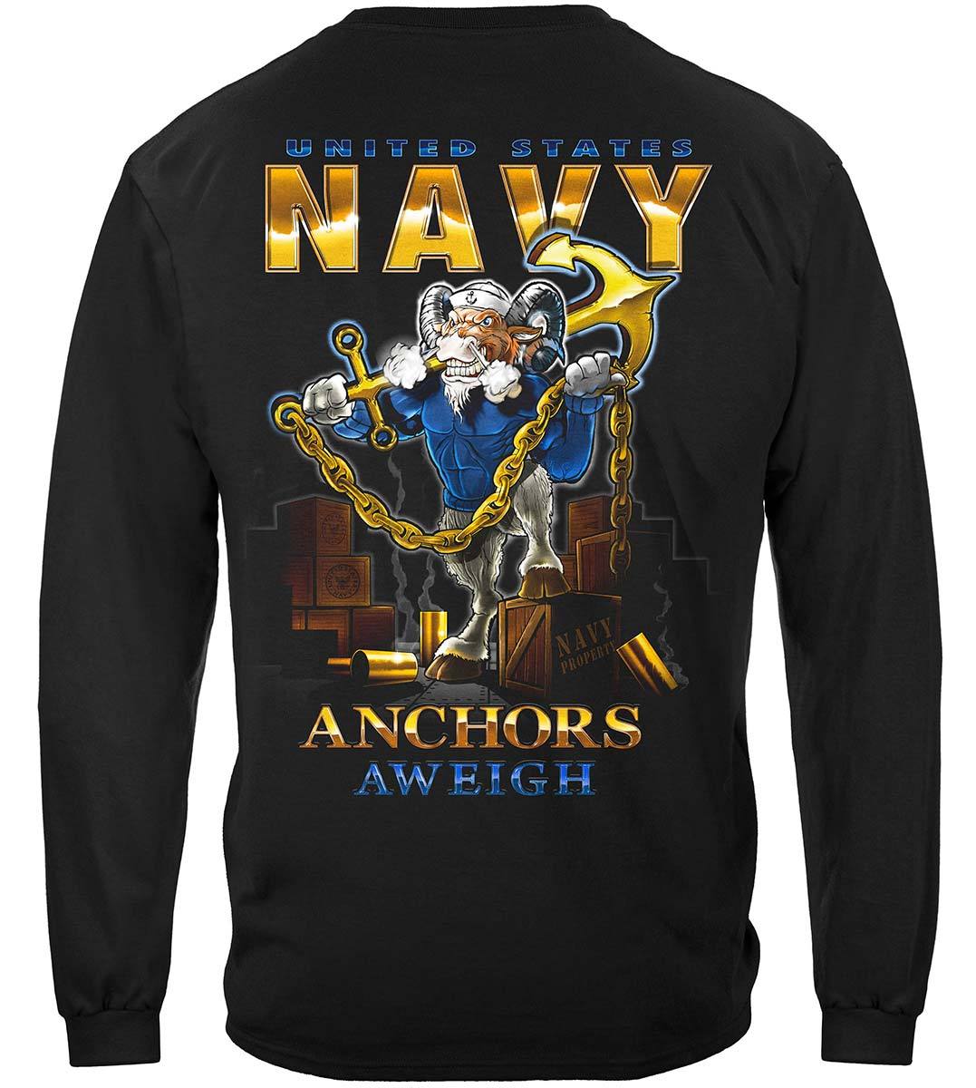 US NAVY Goat Locker United States Navy Anchor Aweigh USN Premium Long Sleeves