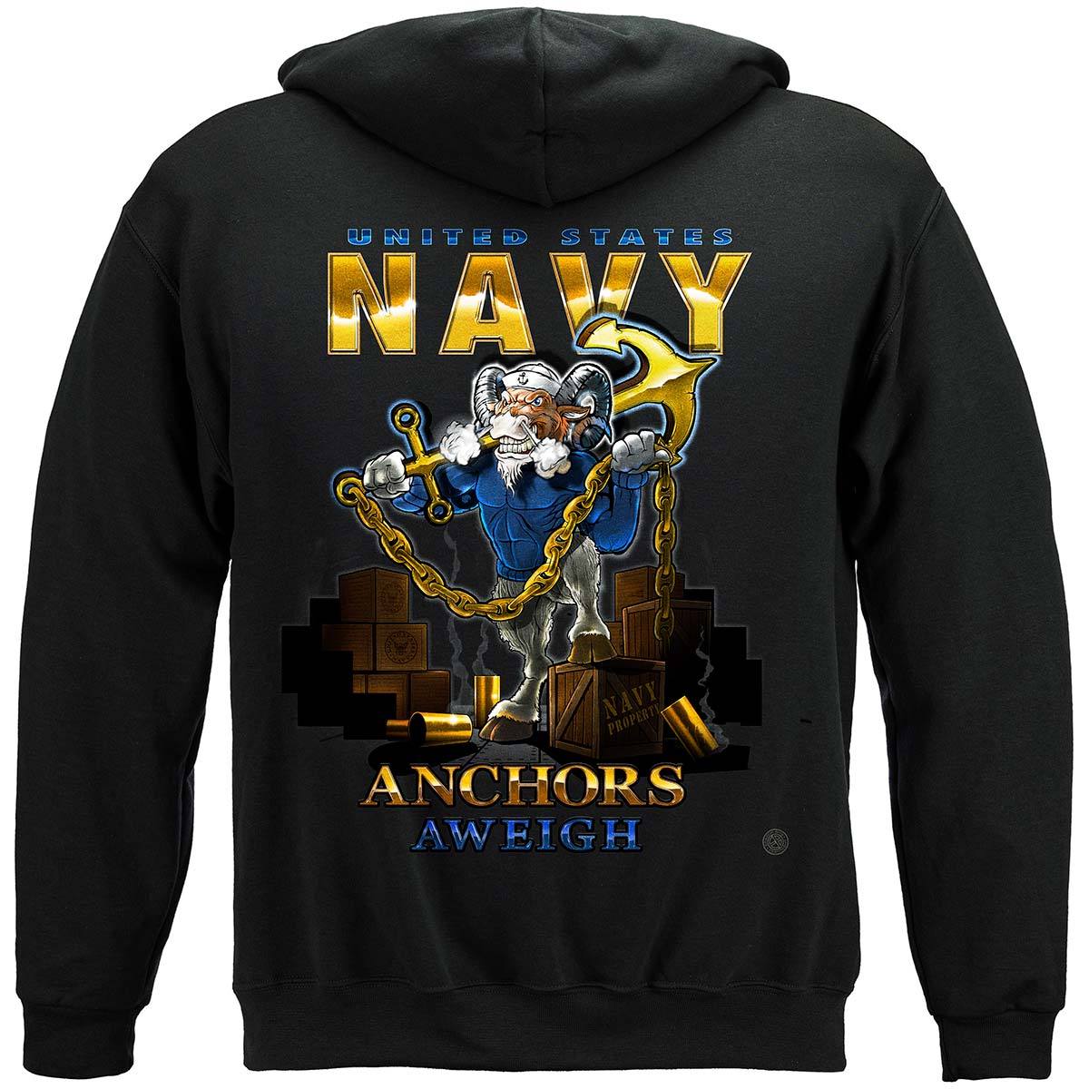 US NAVY Goat Locker United States Navy Anchor Aweigh USN Premium Hooded Sweat Shirt