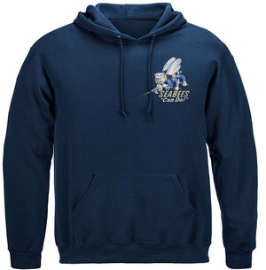 More Picture, US NAVY Vintage Sea Bees United States Navy USN Premium Hooded Sweat Shirt