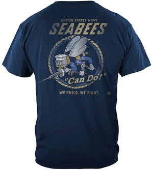 More Picture, US NAVY Vintage Sea Bees United States Navy USN Premium T-Shirt