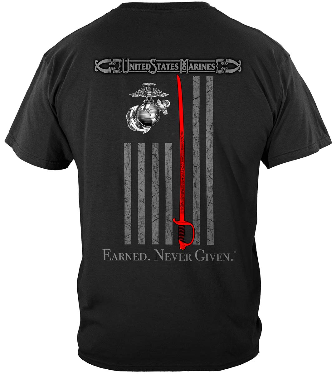 Marine Corps USMC Thin Red Line American Flag Earned Never Given Premium Hooded Sweat Shirt