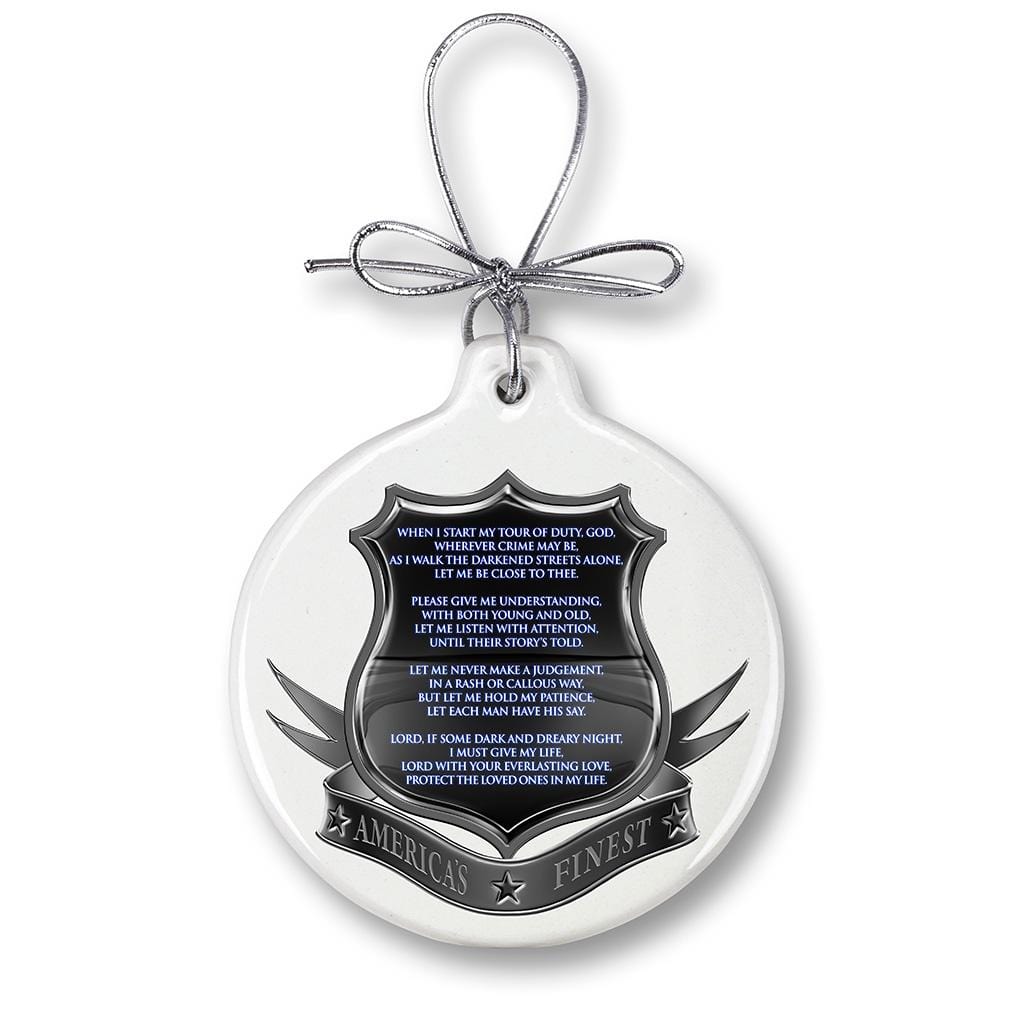 Policeman&#39;s Prayer Christmas Tree Ornaments