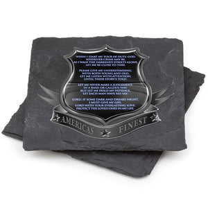 More Picture, Law Enforcement Policeman's Prayer Black Slate 4IN x 4IN Coasters Gift Set