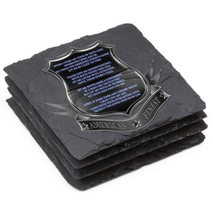 More Picture, Law Enforcement Policeman's Prayer Black Slate 4IN x 4IN Coasters Gift Set