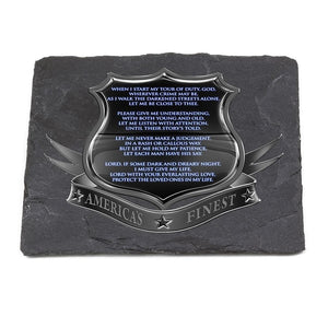 More Picture, Law Enforcement Policeman's Prayer Black Slate 4IN x 4IN Coasters Gift Set