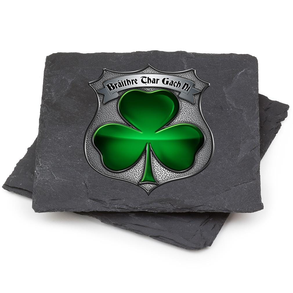 Law Enforcement Policeman&#39;s Brotherhood Irish Black Slate 4IN x 4IN Coasters Gift Set