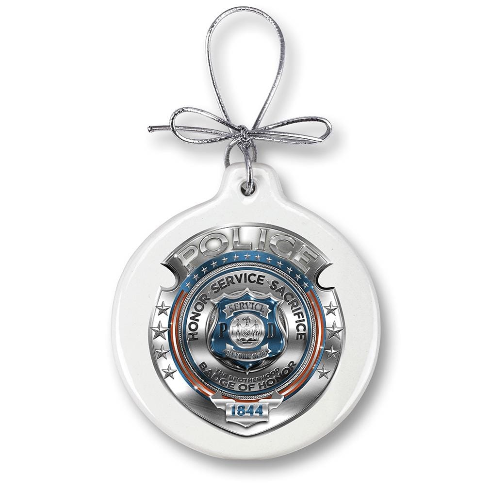 Police Honor Courage Sacrifice Badge Christmas Tree Ornaments