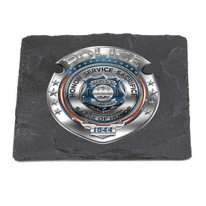 More Picture, Law Enforcement Police Honor Courage Sacrifice Badge Black Slate 4IN x 4IN Coasters Gift Set