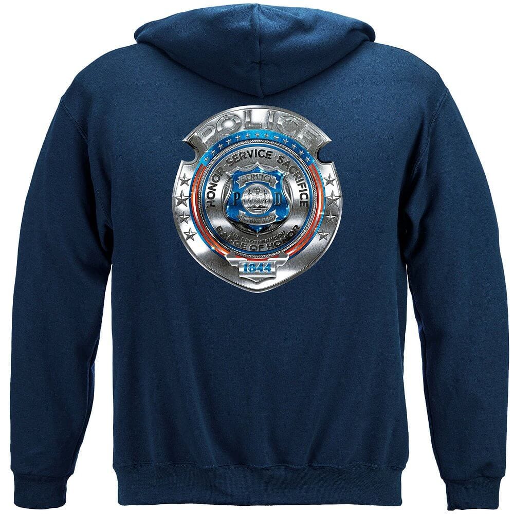 Police Honor Courage Sacrifice Badge Premium Hooded Sweat Shirt
