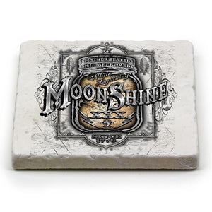 More Picture, Worker Moon Shine Mason Jar Ivory Tumbled Marble 4IN x 4IN Coasters Gift Set