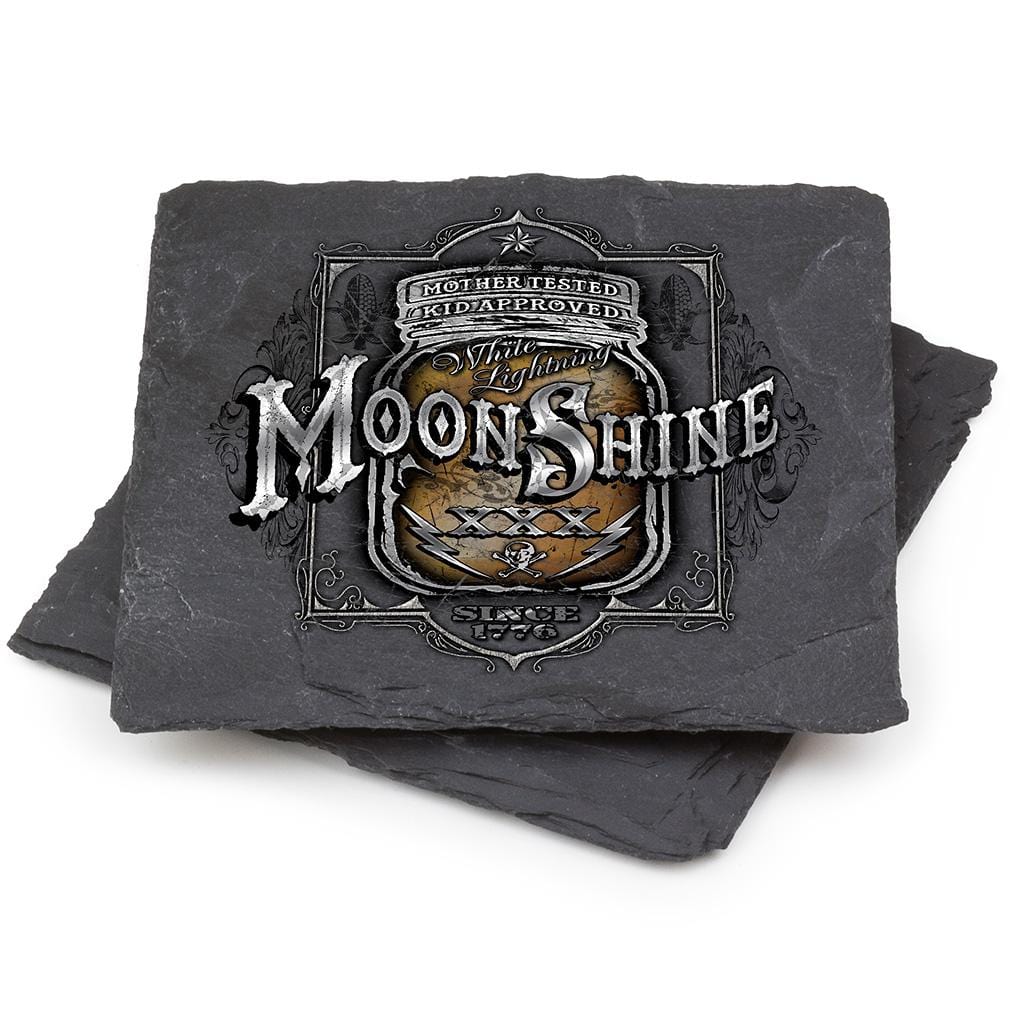 Worker Moon Shine Mason Jar Black Slate 4IN x 4IN Coasters Gift Set