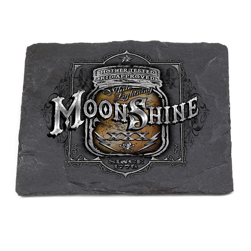 Worker Moon Shine Mason Jar Black Slate 4IN x 4IN Coasters Gift Set
