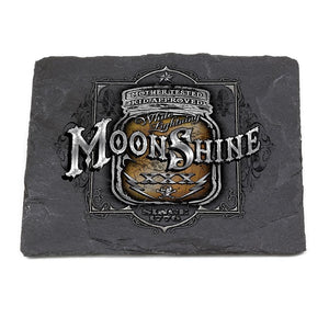 More Picture, Worker Moon Shine Mason Jar Black Slate 4IN x 4IN Coasters Gift Set