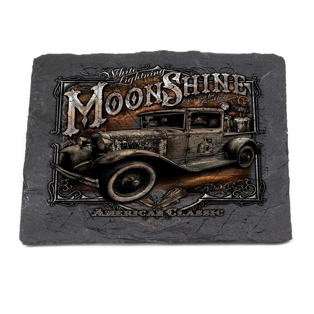 Worker Moon Shine Truck Black Slate 4IN x 4IN Coasters Gift Set