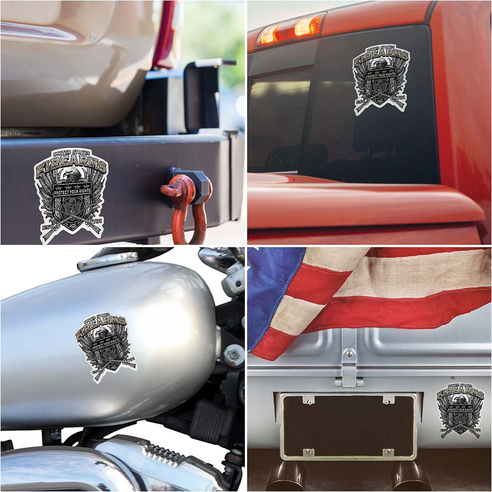 2A 2nd Amendment United States Fire Arms Premium Reflective Decal
