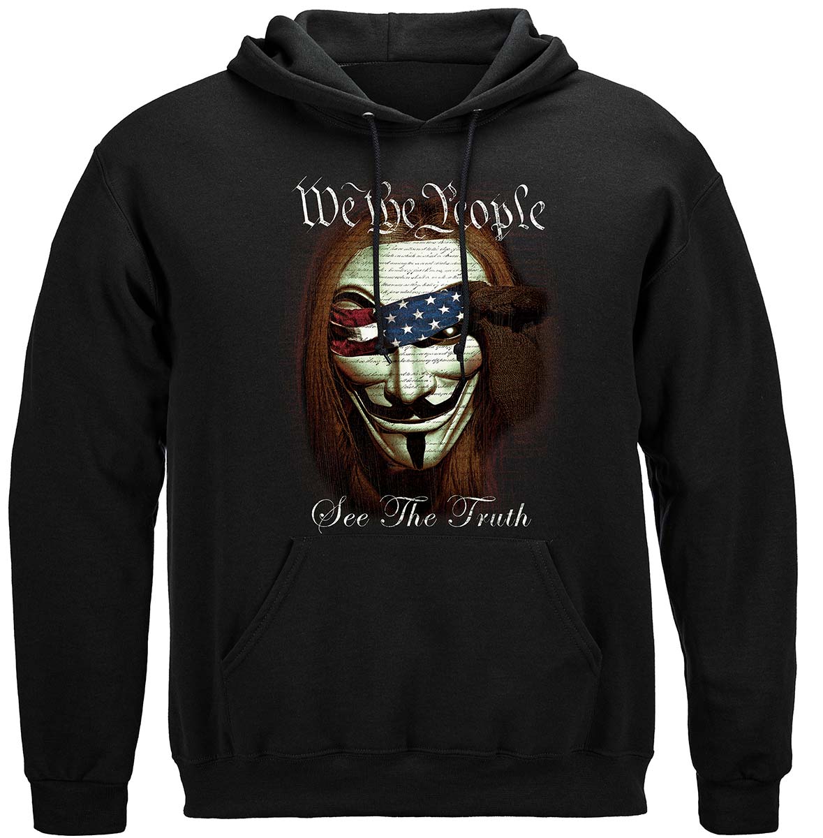 Guy Fawkes and Anonymous We The People See The Truth Premium Hooded Sweat Shirt