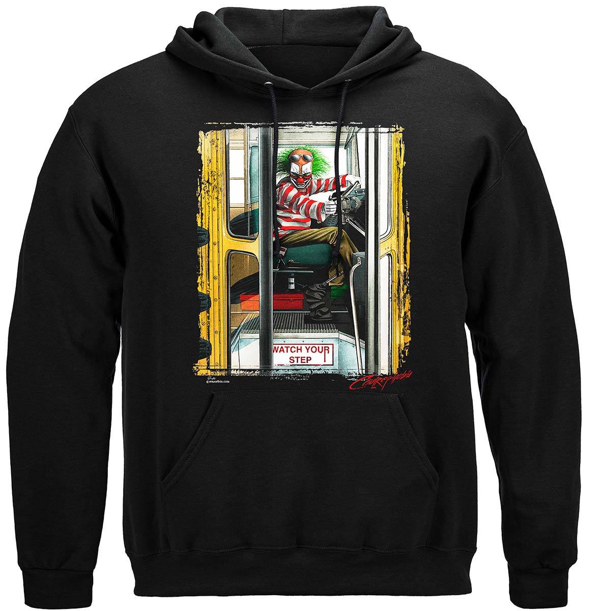Evil Clown School Bus Hooded Sweat Shirt