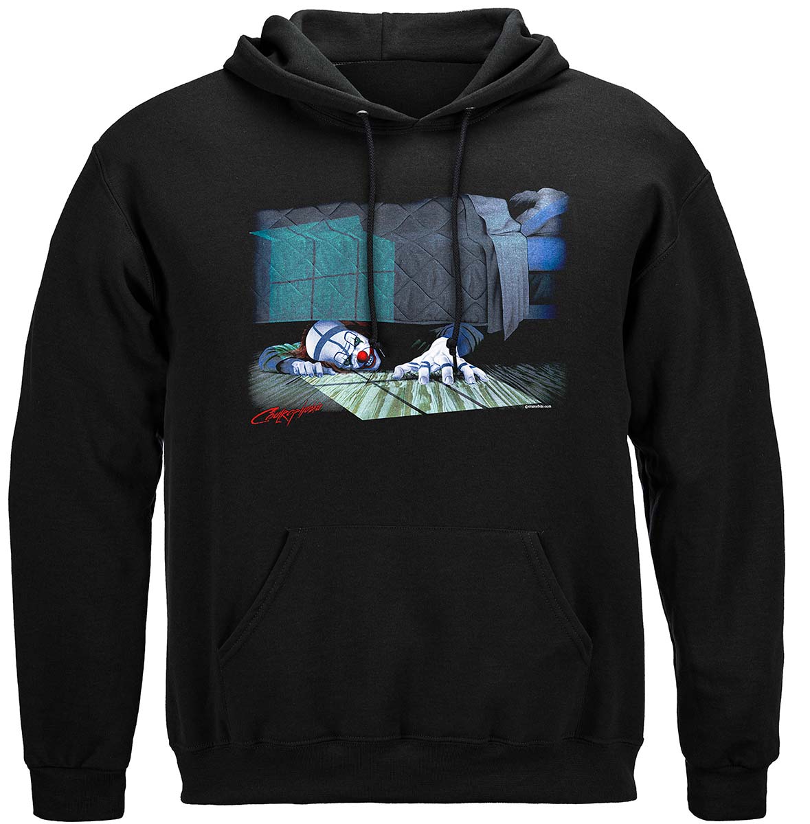 Evil Clown Under Bed Hooded Sweat Shirt