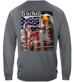 More Picture, Trucker American Pride Flag Premium Long Sleeves