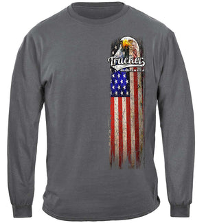 More Picture, Trucker American Pride Flag Premium Hooded Sweat Shirt