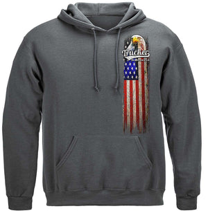 More Picture, Trucker American Pride Flag Premium Hooded Sweat Shirt