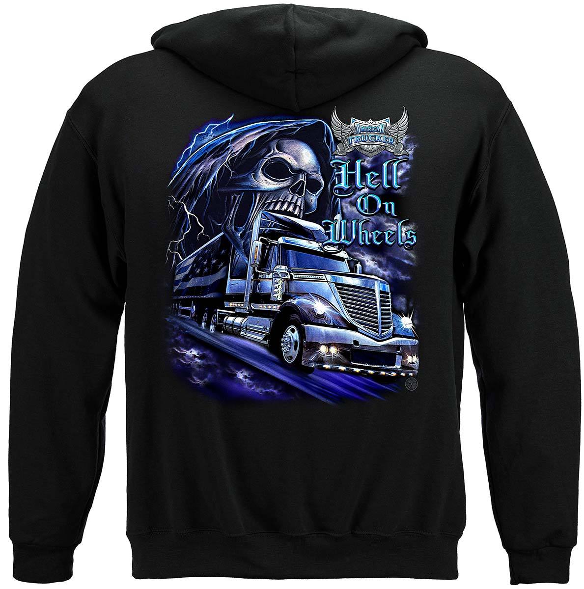 Trucker Hell On Wheels Premium Hooded Sweat Shirt