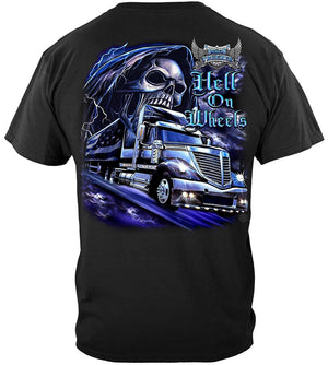 More Picture, Trucker Hell On Wheels Premium Hooded Sweat Shirt