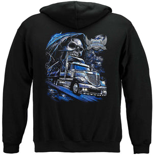 More Picture, American Trucker Skull Premium Hooded Sweat Shirt