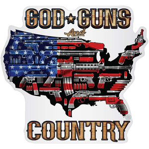 More Picture, 2nd Amendment GOD GUNS AND COUNTRY Premium Reflective Decal