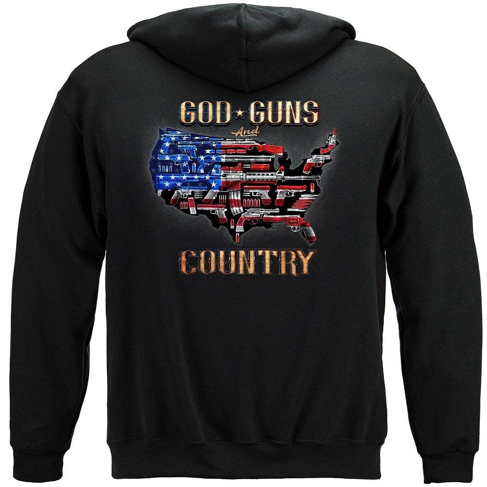 2nd Amendment God, Guns &amp; Country Premium Men&#39;s Hooded Sweat Shirt