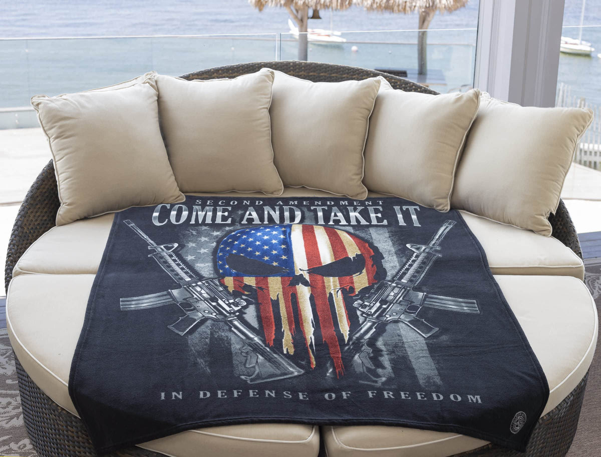 2nd Amendment Skull of Freedom Come and Take It Premium Blanket