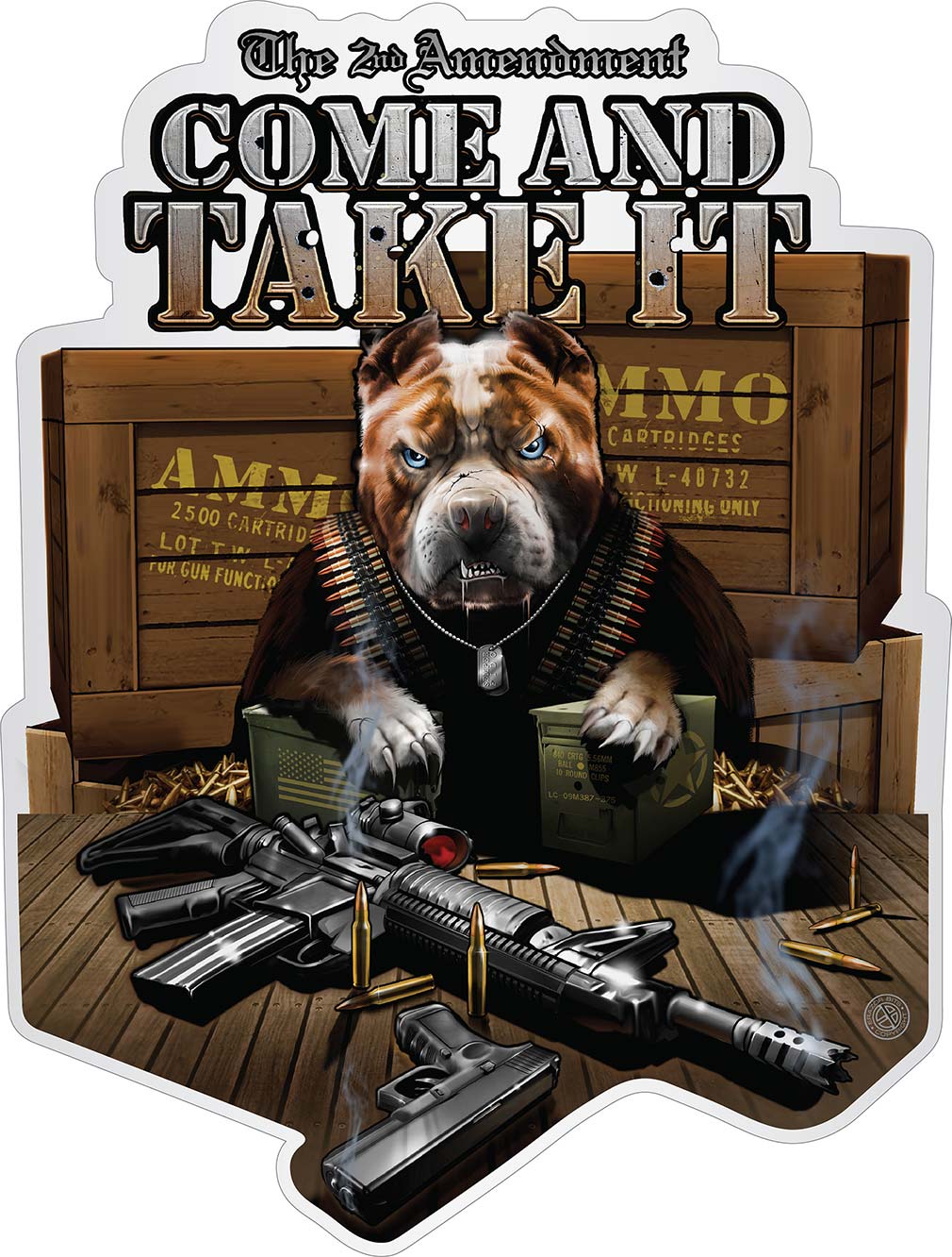 2nd Amendment Come And Take It Pit Bull Premium Reflective Decal