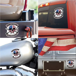 More Picture, 2nd Amendment Brotherhood Biker Skull and Flag Premium Reflective Decal