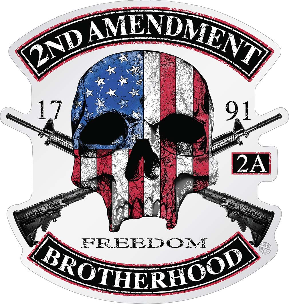 2nd Amendment Brotherhood Biker Skull and Flag Premium Reflective Decal