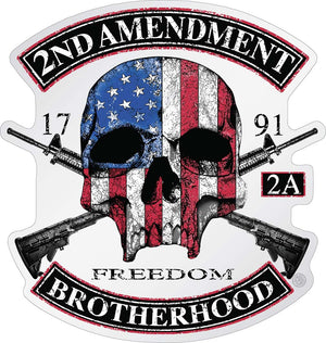 More Picture, 2nd Amendment Brotherhood Biker Skull and Flag Premium Reflective Decal