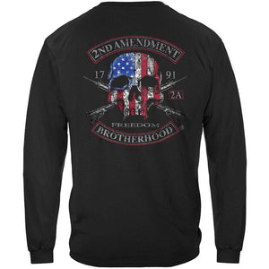 More Picture, 2nd Amendment Brotherhood Biker Skull and Flag Premium Long Sleeves