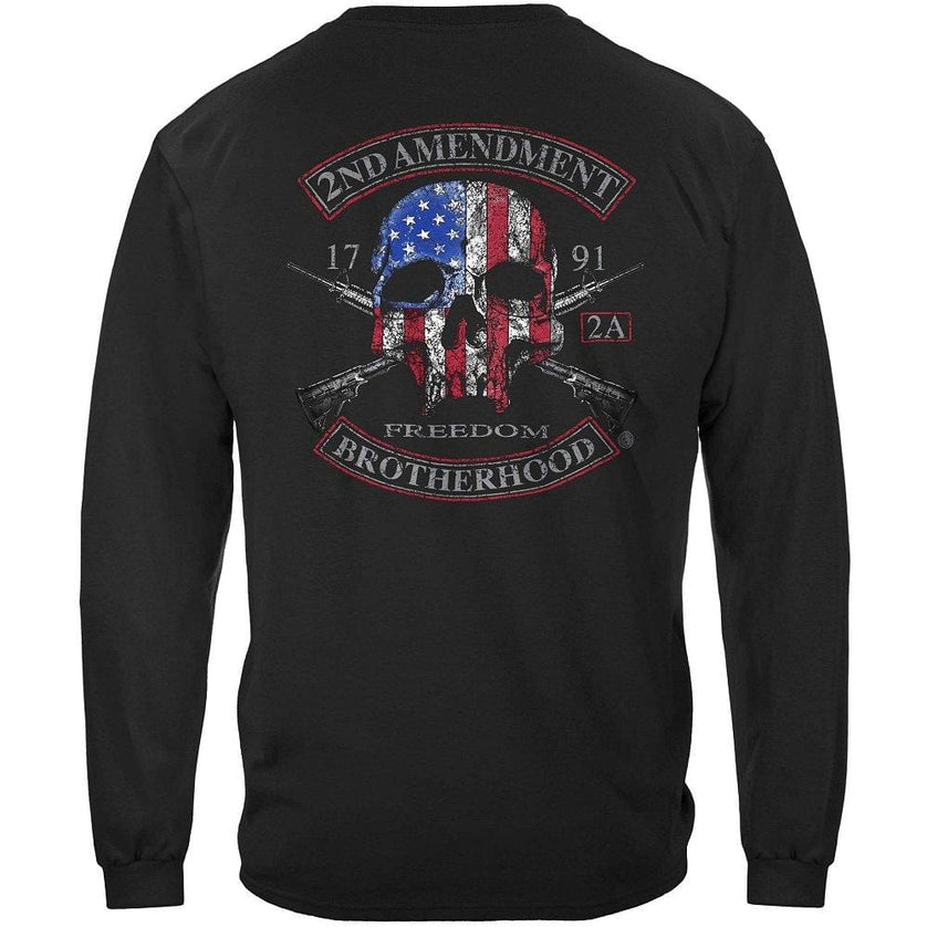 2nd Amendment Brotherhood Biker Skull and Flag Premium Hooded Sweat Shirt
