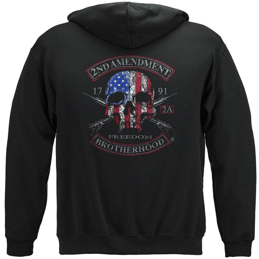 2nd Amendment Brotherhood Biker Skull and Flag Premium Hooded Sweat Shirt