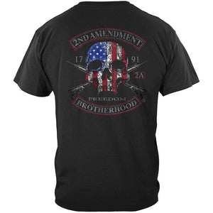 More Picture, 2nd Amendment Brotherhood Biker Skull and Flag Premium Hooded Sweat Shirt