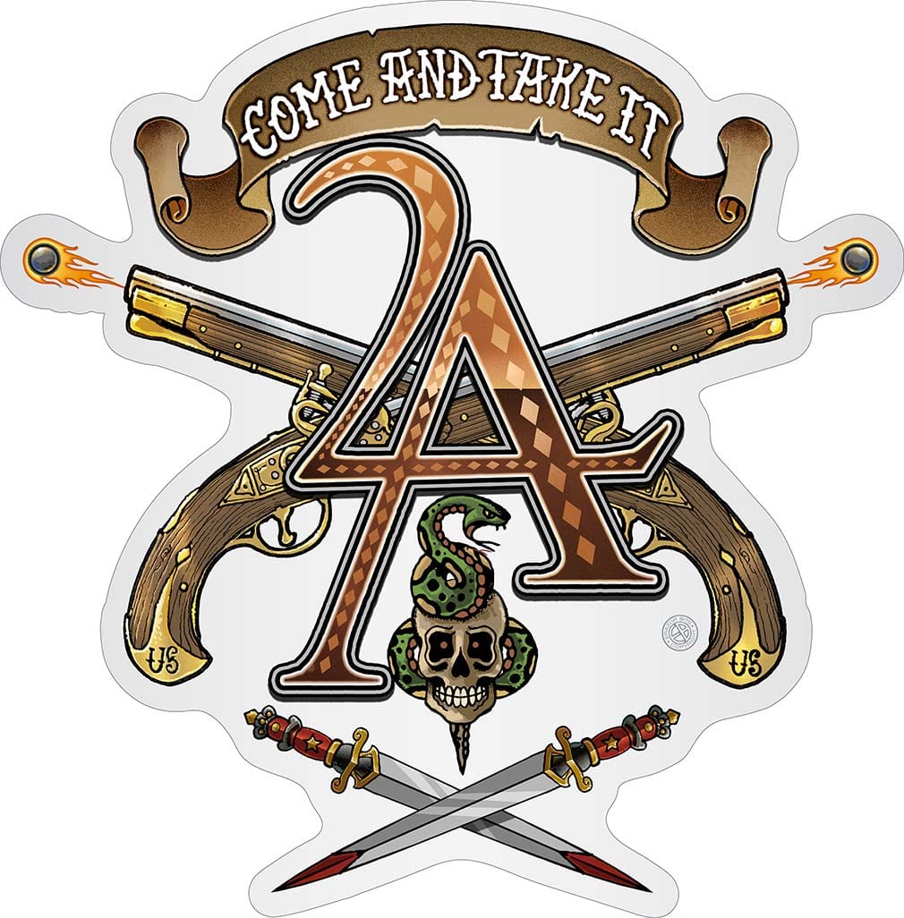 2nd Amendment Come and Take it 2A Vintage Tattoo Premium Reflective Decal