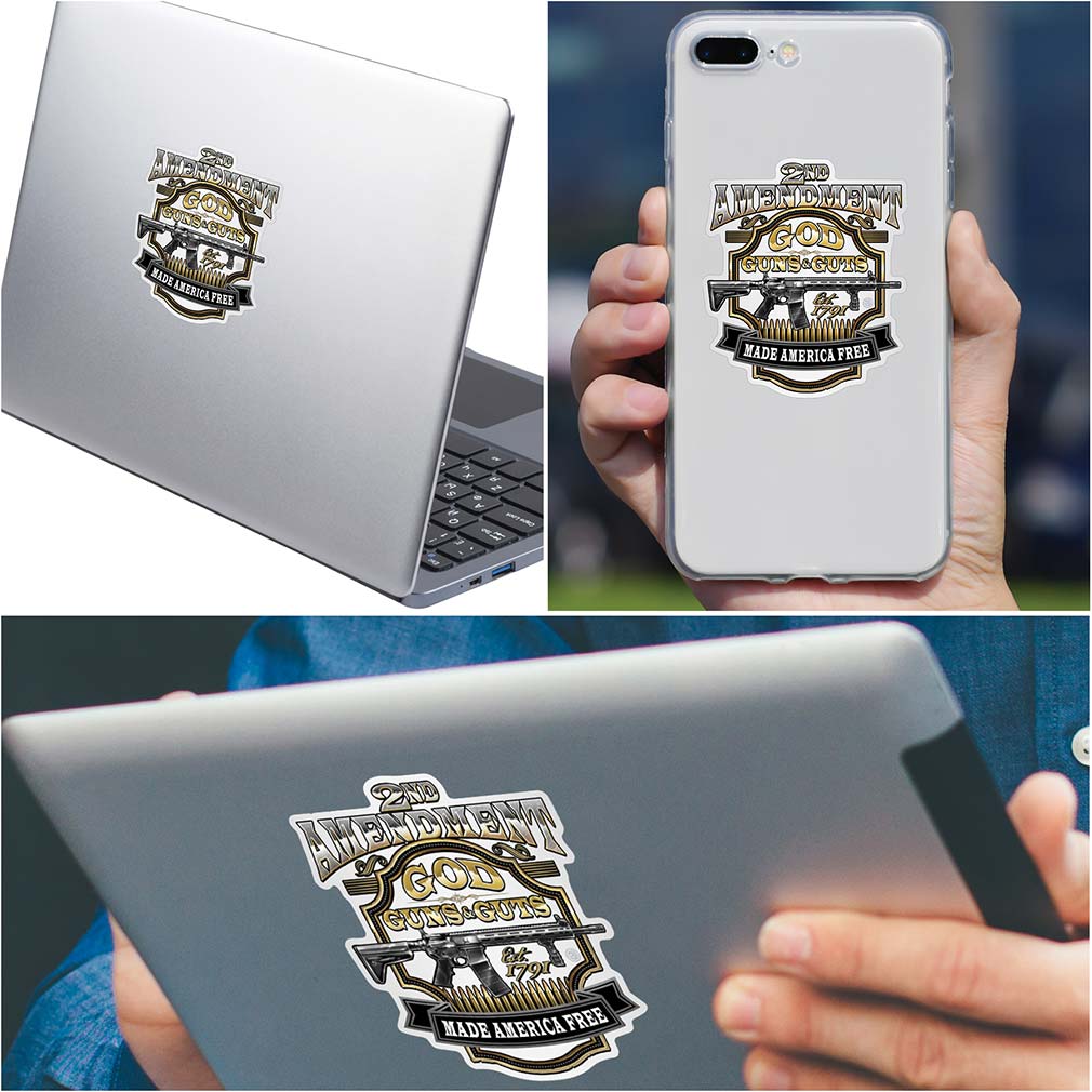 2nd Amendment God Guns And Guts Premium Reflective Decal