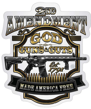 More Picture, 2nd Amendment God Guns And Guts Premium Reflective Decal