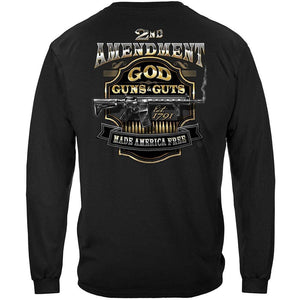 More Picture, 2nd Amendment God Guns And Guts Premium Hooded Sweat Shirt