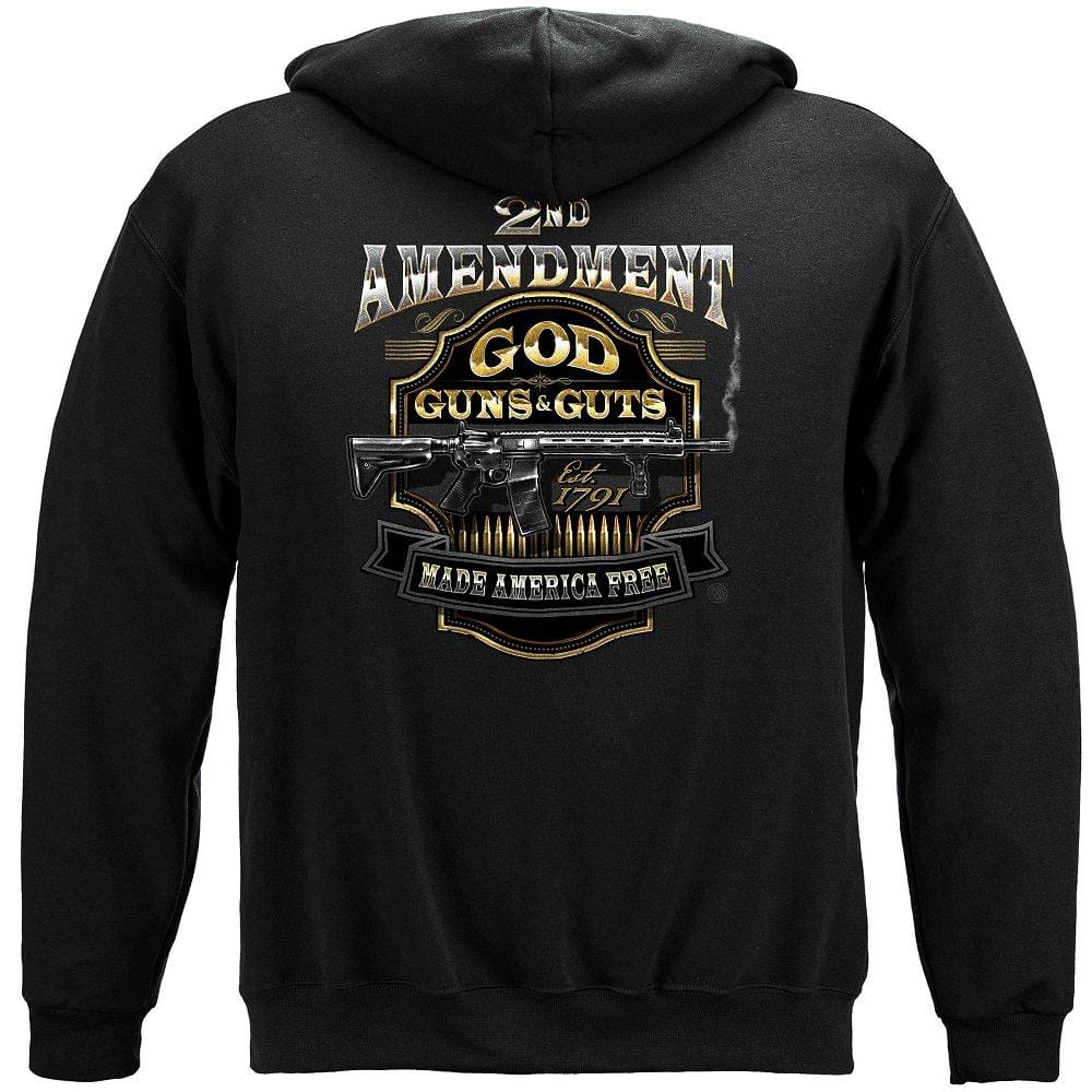 2nd Amendment God Guns And Guts Premium Hooded Sweat Shirt