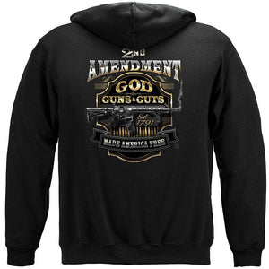More Picture, 2nd Amendment God Guns And Guts Premium Hooded Sweat Shirt