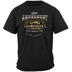 More Picture, 2nd Amendment God Guns And Guts Premium Hooded Sweat Shirt