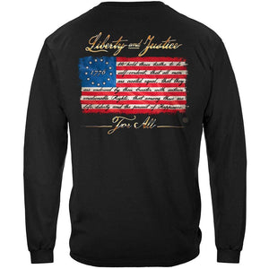 More Picture, Patriotic 1776 Betsy Ross Flag Liberty and Justice For All Premium Hooded Sweat Shirt
