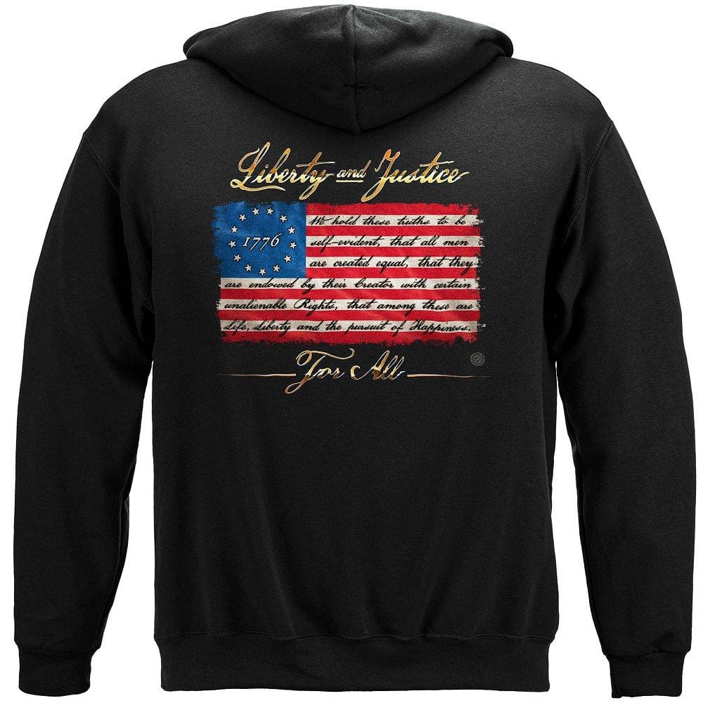 Patriotic 1776 Betsy Ross Flag Liberty and Justice For All Premium Hooded Sweat Shirt