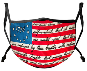 More Picture, Patriotic 1776 Betsy Ross Flag Liberty and Justice For All Face Mask
