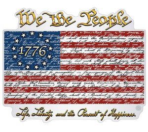More Picture, 1st Amendment Betsy Ross Flag We the People Premium Reflective Decal